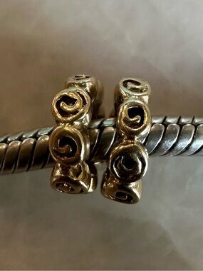 Two Pandora 14k solid gold Small Roses spacers